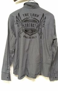 Edify Men's Shirt Embroidered THE LORD IS MY STRENGTH Snap Lg Sleeve L/46 PSALM